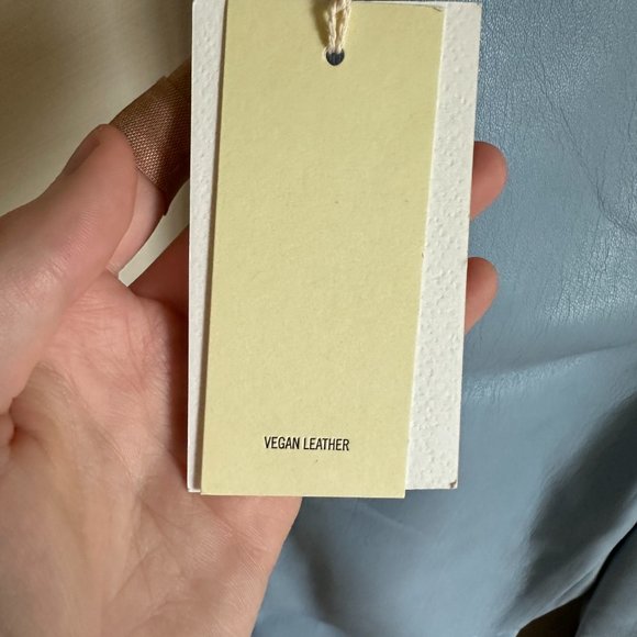 NWT Aritzia Wilfred Melina High Ankle Dune Blue Vegan Leather Pants SZ 00 - Picture 3 of 5